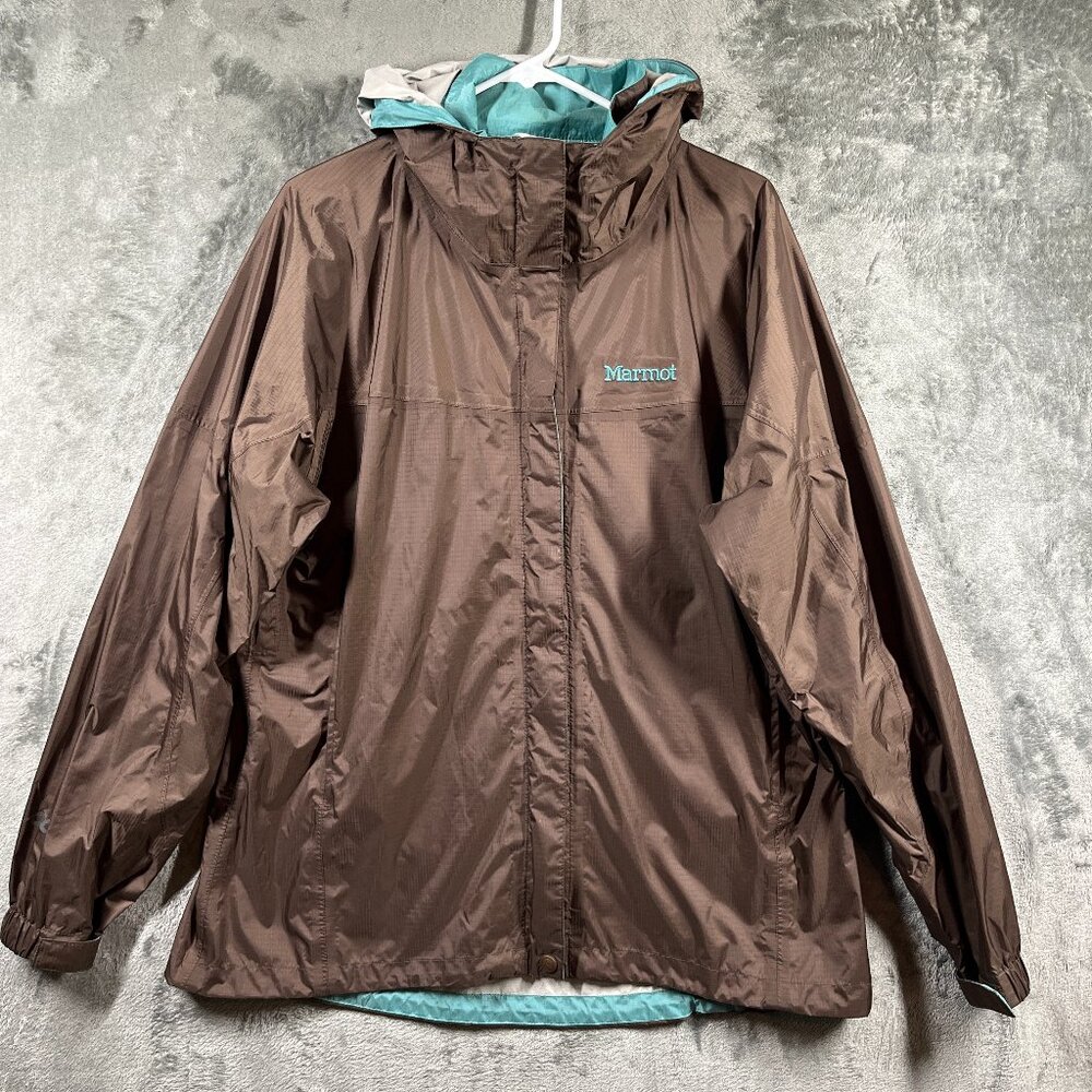 Marmot PreCip Jacket Womens XL Brown Windbreaker Waterproof Breathable Windproof